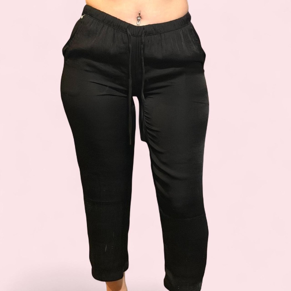 Van Winkle & Co Black Satin Jogger Pants Small NWT Cropped Ankle Capris